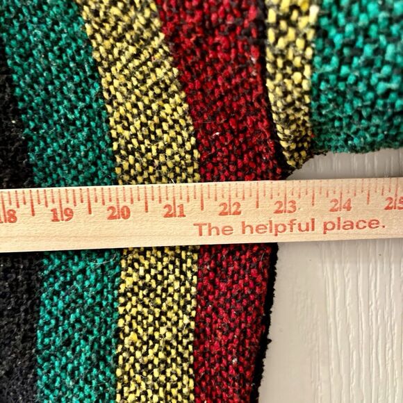 Vtg Baja Jacket L Molina Rasta Striped Pullover Drug Rug Hoodie Skater Surfer 90 - Picture 6 of 7